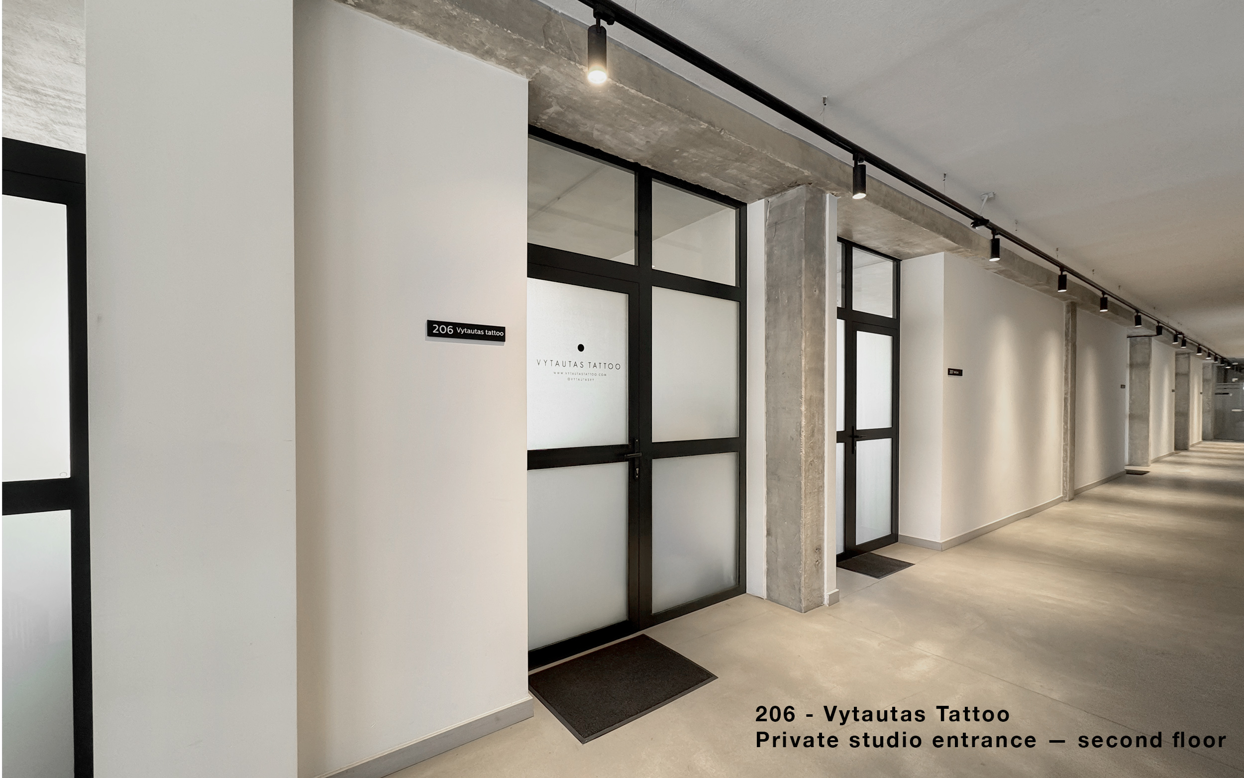 Studio entrance — second floor, room 206