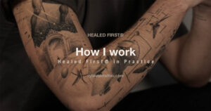 Healed upper arm tattoo — 10+ years healed