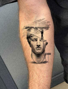 Mockup tattoo - Surreal Classical Portrait - Inner forearm - Vytautas Tattoo
