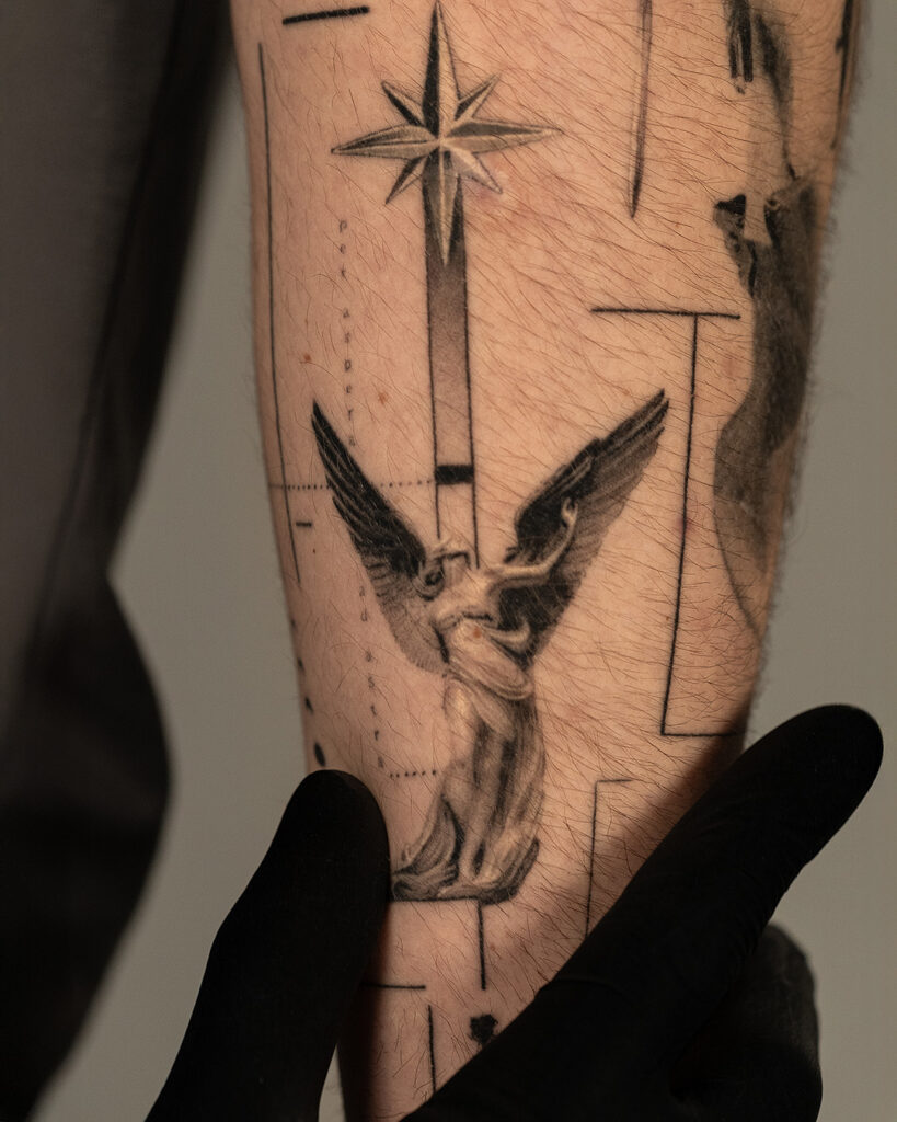 6 months healed tattoo - Surreal Sleeve Composition - Outer forearm - Vytautas Tattoo