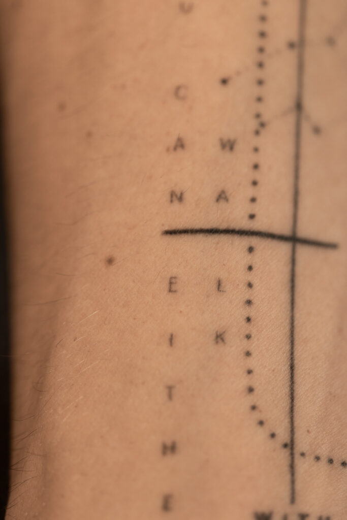 1 year 10 months healed tattoo - Wing and Typography Composition - Inner forearm - Vytautas Tattoo