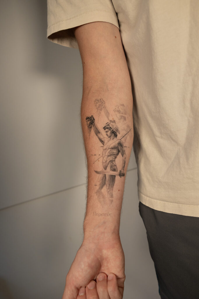 2+ years healed tattoo - Perseus Tattoo - Forearm - Vytautas Tattoo