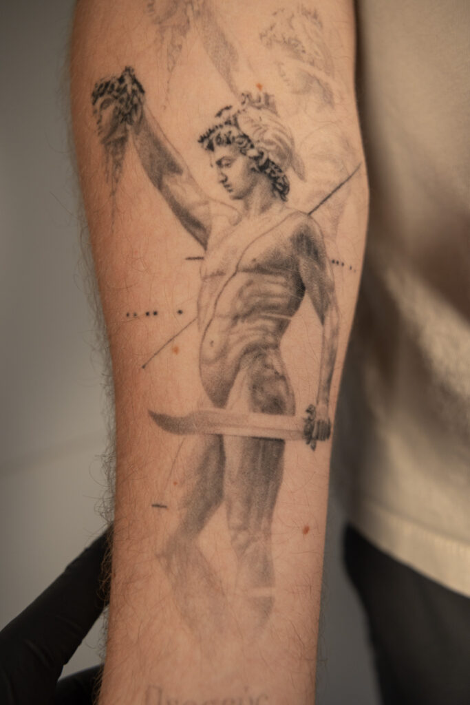 2+ years healed tattoo - Perseus Tattoo - Forearm - Vytautas Tattoo