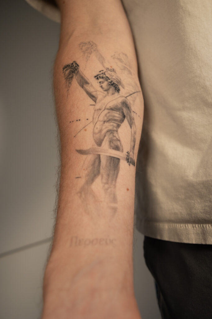 2+ years healed tattoo - Perseus Tattoo - Forearm - Vytautas Tattoo