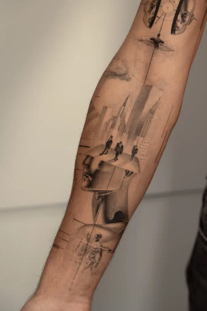 5 months healed tattoo - Conceptual Sleeve Composition - Upper arm - Vytautas Tattoo