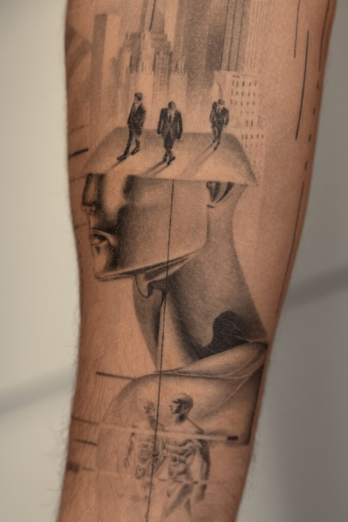 5 months healed tattoo - Conceptual Sleeve Composition - Upper arm - Vytautas Tattoo