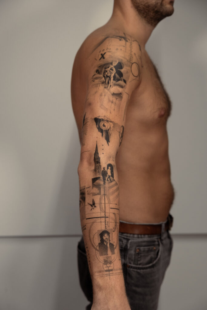 5 months healed tattoo - Conceptual Sleeve Composition - Upper arm - Vytautas Tattoo