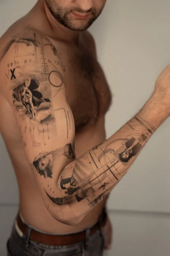 5 months healed tattoo - Conceptual Sleeve Composition - Upper arm - Vytautas Tattoo