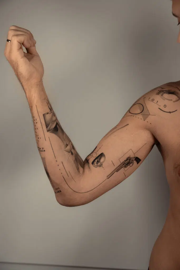 5 months healed tattoo - Conceptual Sleeve Composition - Upper arm - Vytautas Tattoo