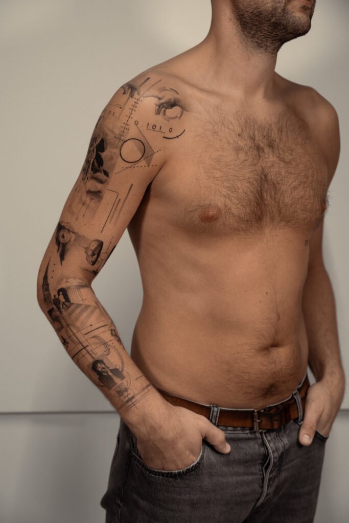 5 months healed tattoo - Conceptual Sleeve Composition - Upper arm - Vytautas Tattoo