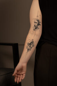 1 year 10 months healed tattoo - Layered Forearm Composition - Upper arm - Vytautas Tattoo