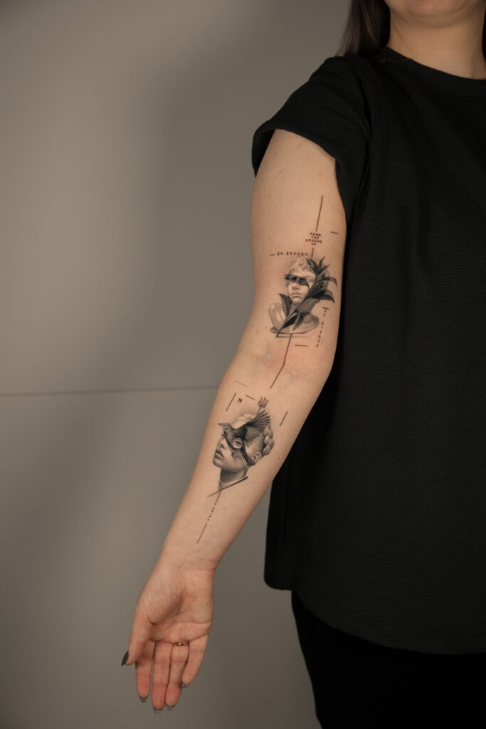 5 months healed tattoo - Layered Forearm Composition - Upper arm - Vytautas Tattoo