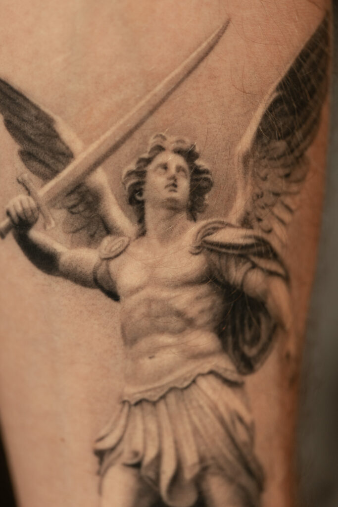 2+ years healed tattoo - Classical Archangel Tattoo - Inner forearm - Vytautas Tattoo