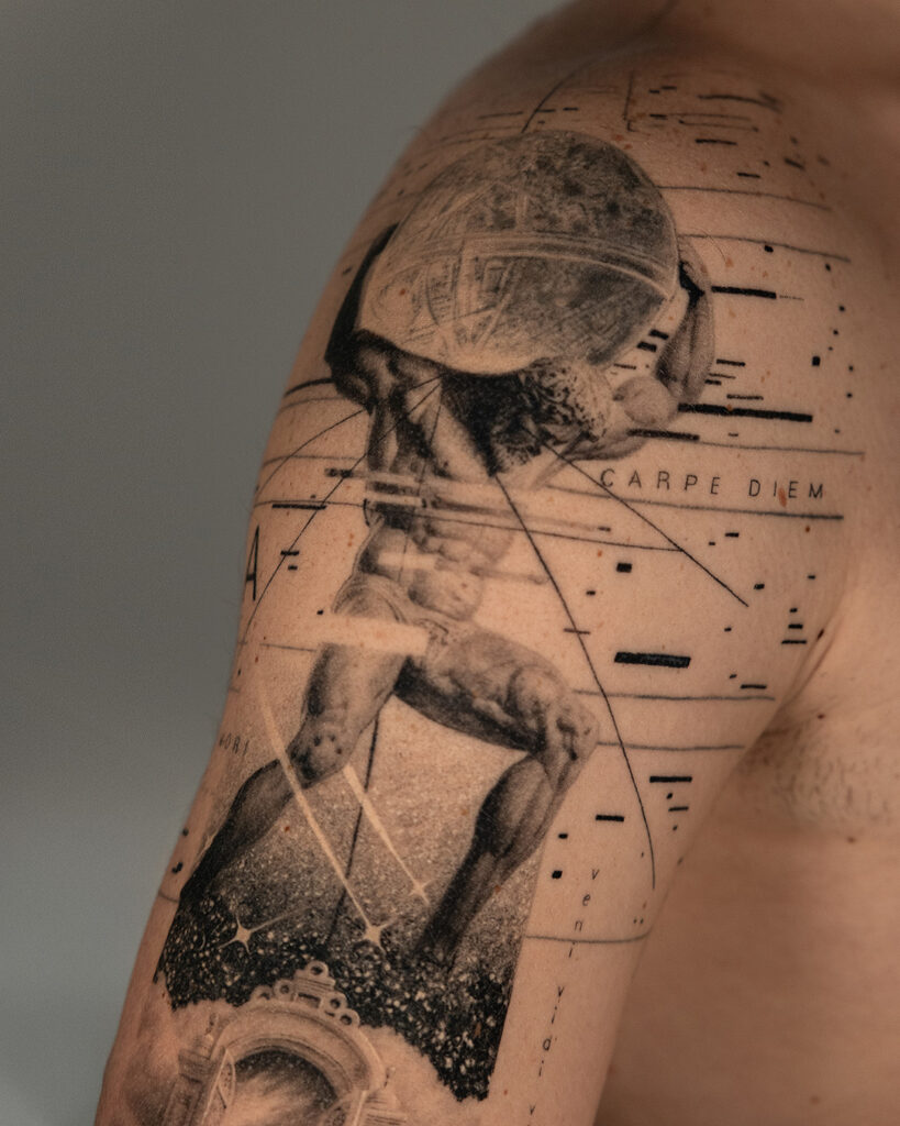 6 months healed tattoo - Surreal Sleeve Composition - Outer forearm - Vytautas Tattoo