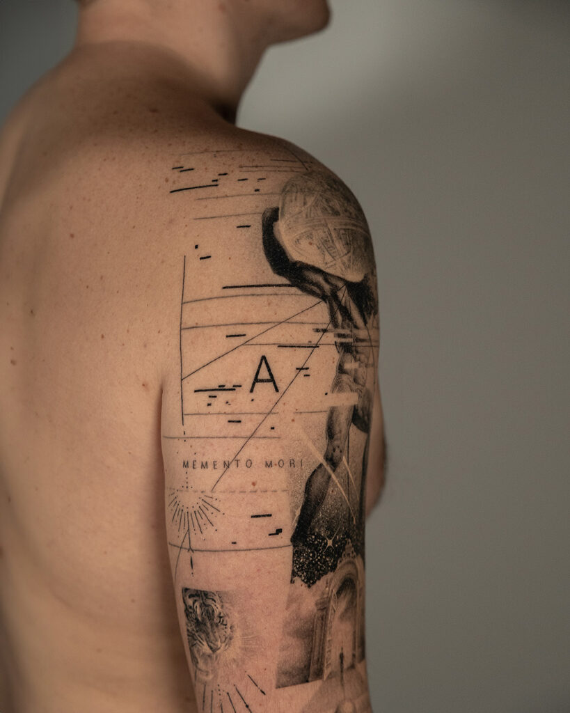 6 months healed tattoo - Surreal Sleeve Composition - Outer forearm - Vytautas Tattoo