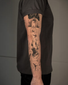 6 months healed tattoo - Surreal Sleeve Composition - Outer forearm - Vytautas Tattoo