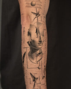 Healed outer forearm tattoo — 8 months healed