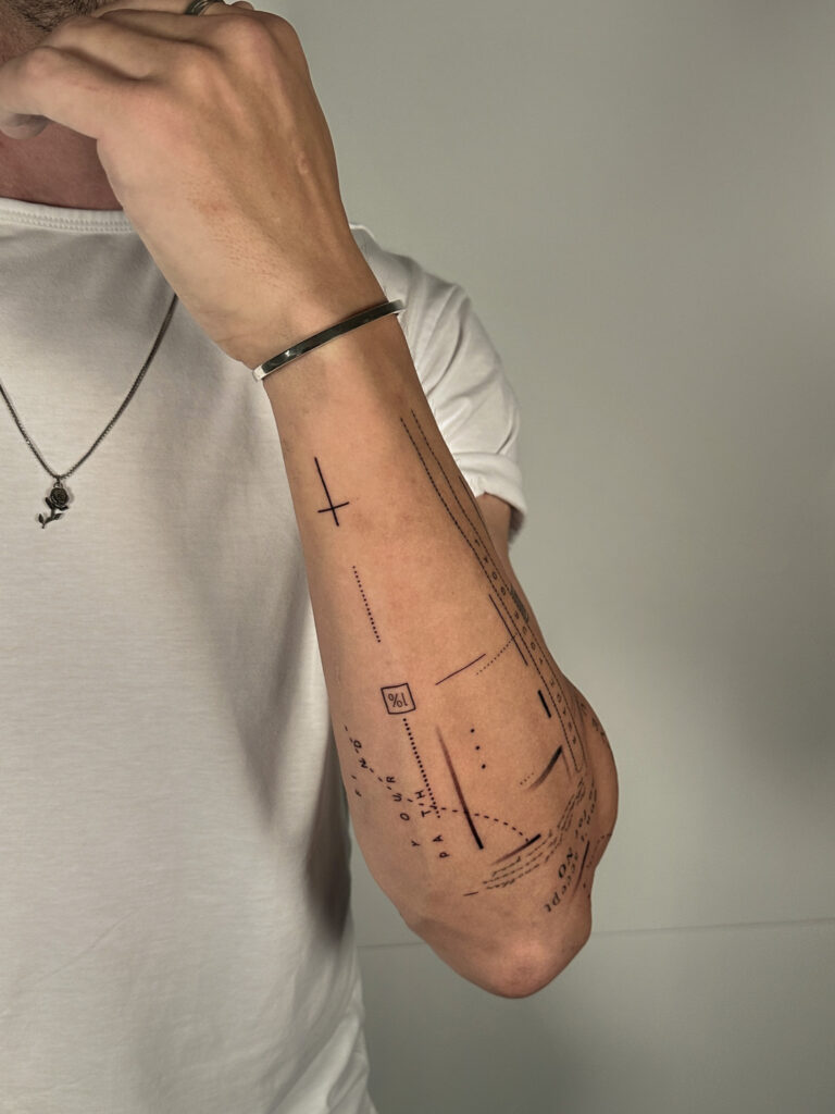 1 month healed tattoo - Conceptual Arm Project - Outer forearm - Vytautas Tattoo