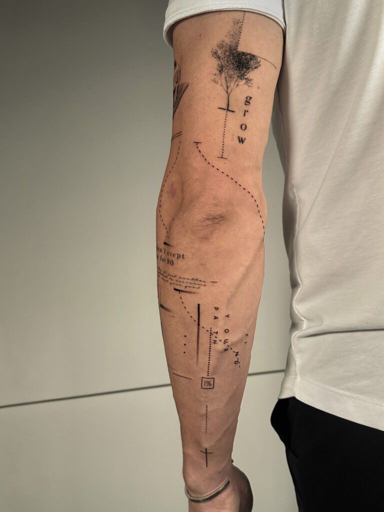 1 month healed tattoo - Conceptual Arm Project - Outer forearm - Vytautas Tattoo