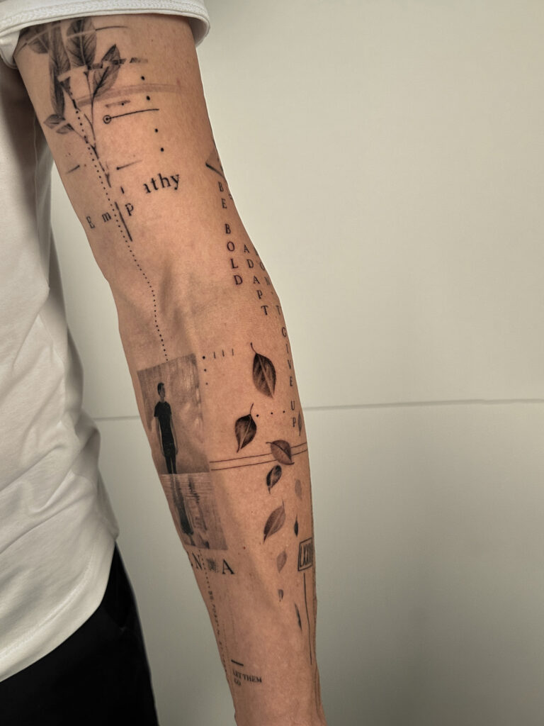 1 month healed tattoo - Conceptual Arm Project - Outer forearm - Vytautas Tattoo