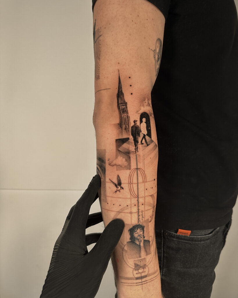 Fresh tattoo - Conceptual Sleeve Composition - Upper arm - Vytautas Tattoo