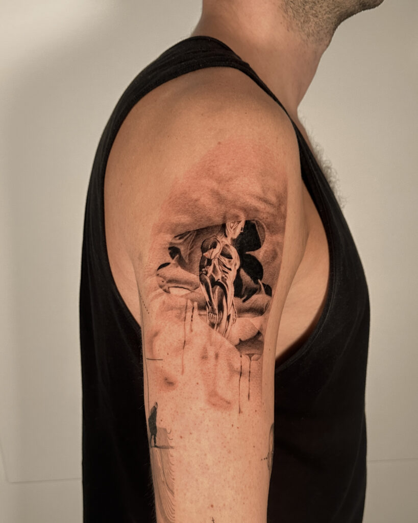 Fresh tattoo - Conceptual Sleeve Composition - Upper arm - Vytautas Tattoo