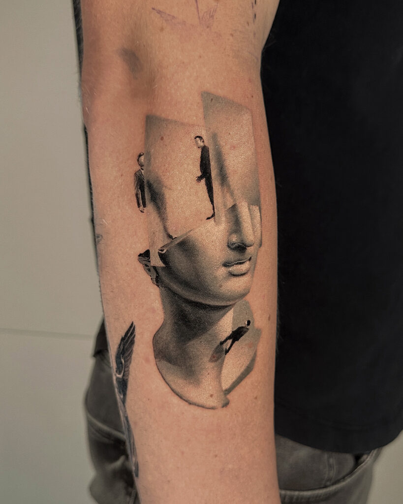 6 months healed tattoo - Surreal Sleeve Composition - Outer forearm - Vytautas Tattoo