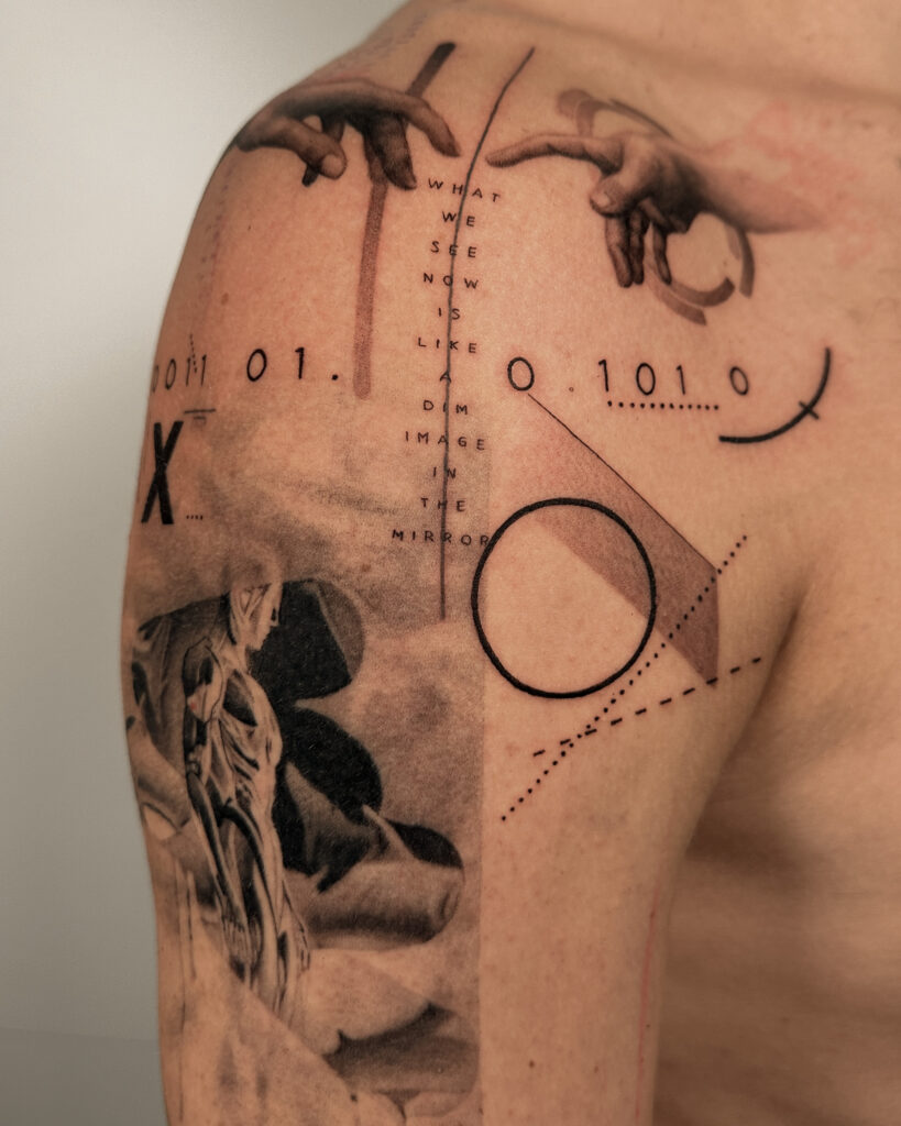 Fresh tattoo - Conceptual Sleeve Composition - Upper arm - Vytautas Tattoo