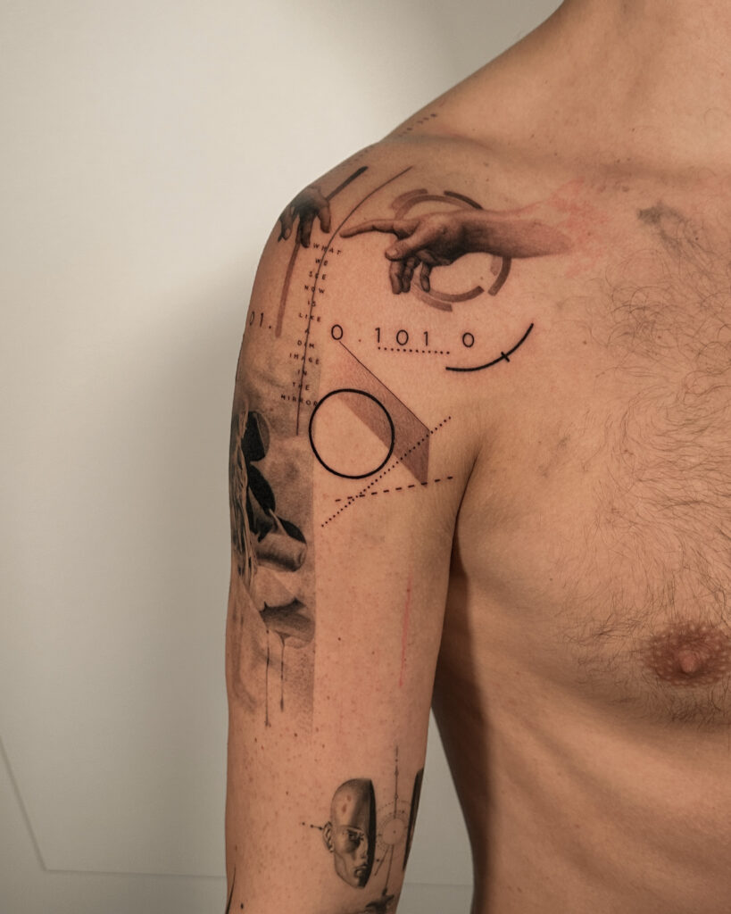 Fresh tattoo - Conceptual Sleeve Composition - Upper arm - Vytautas Tattoo