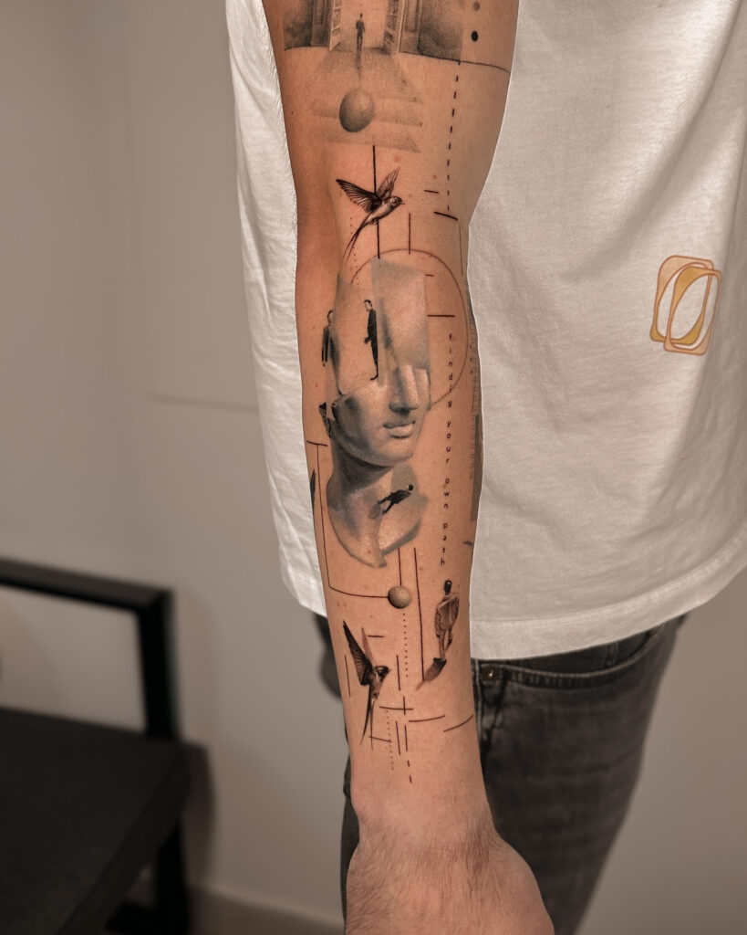 Fresh tattoo - Surreal Sleeve Composition - Outer forearm - Vytautas Tattoo