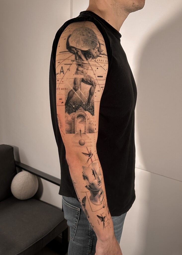 Fresh tattoo - Surreal Sleeve Composition - Outer forearm - Vytautas Tattoo