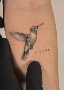 Fresh tattoo - Hummingbird Tattoo - Inner forearm - Vytautas Tattoo