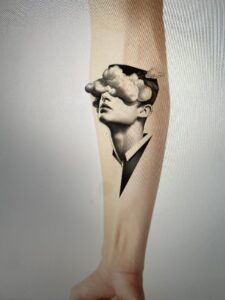 Mockup tattoo - Surreal Cloud Portrait - Forearm - Vytautas Tattoo