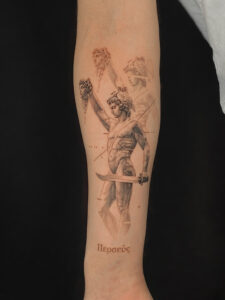 Fresh tattoo - Perseus Tattoo - Forearm - Vytautas Tattoo