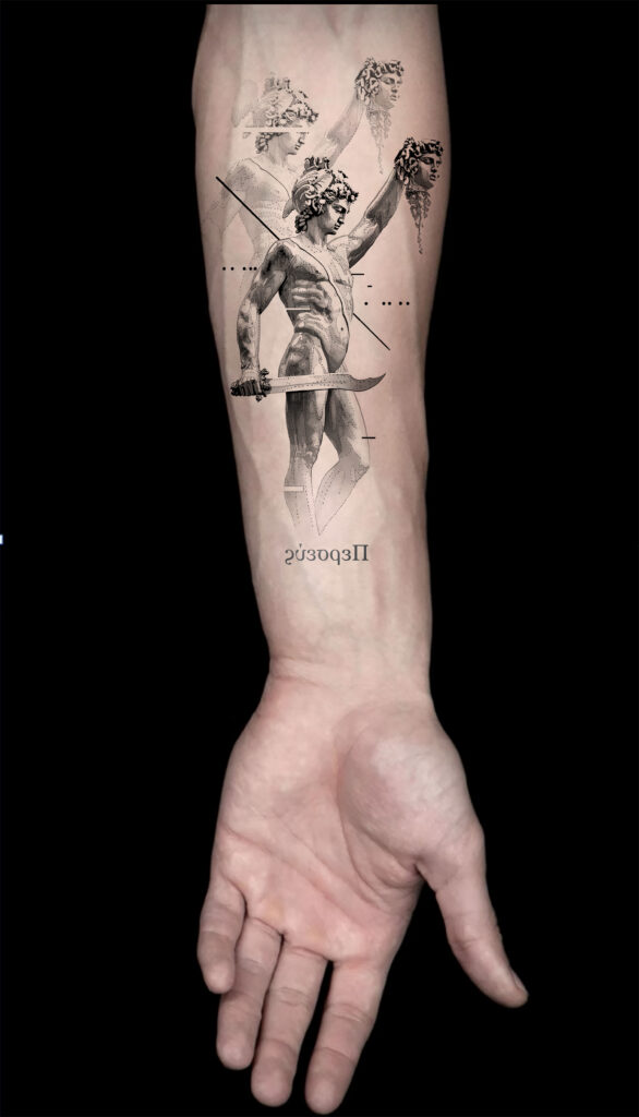 Design mockup tattoo - Perseus Tattoo - Forearm - Vytautas Tattoo