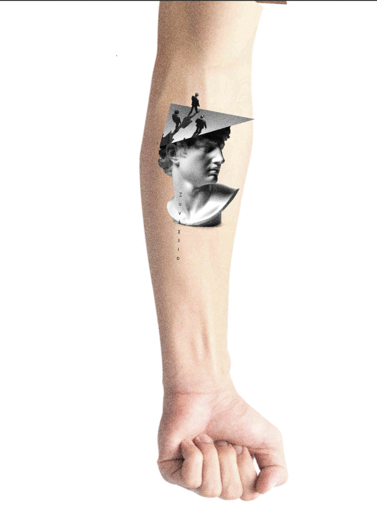 Design mockup tattoo - Classical Portrait with Figures - Inner forearm - Vytautas Tattoo