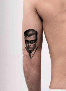 Mockup tattoo - Blindfolded Portrait - Upper arm - Vytautas Tattoo