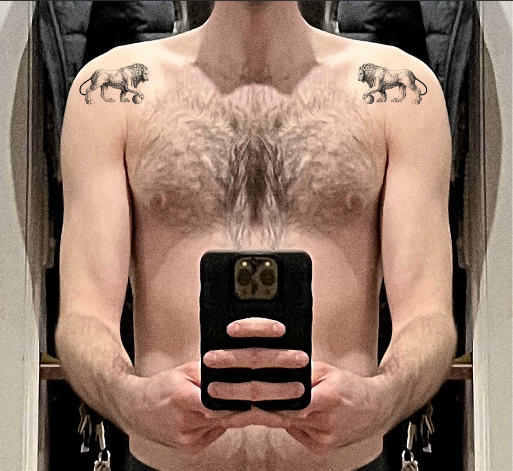 Design mockup tattoo - Symmetrical Lion Pair - Chest - Vytautas Tattoo