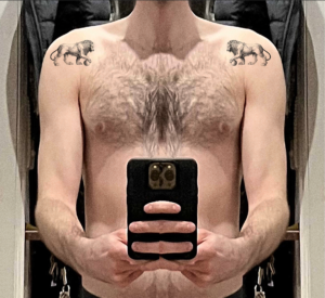 Mockup tattoo - Symmetrical Lion Pair - Chest - Vytautas Tattoo