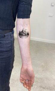 Mockup tattoo - Mountain Lake Tattoo - Upper arm - Vytautas Tattoo